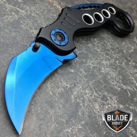 Blue Speedster Karambit Spring Assisted Pocket Knife