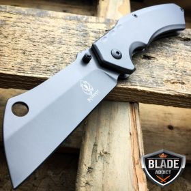 Buckshot Tactical Cleaver Pocket Knife - Grey