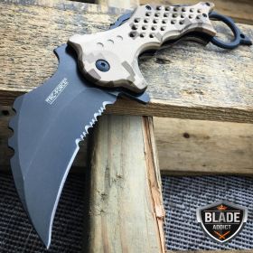 CAMO Spring Assisted Pocket Knife KARAMBIT CLAW Blade Tactical Knife