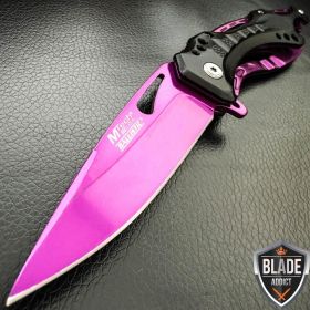 MTECH PURPLE TITANIUM SPRING ASSISTED OPEN Tactical POCKET KNIFE Bottle Opener