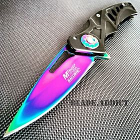 MTECH SPRING ASSISTED Open Rainbow FOLDING POCKET KNIFE Tactical