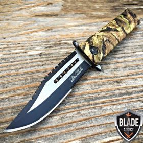 Tac Force Army Camo Spring Assisted Open Sawback Bowie Pocket Knife