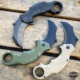 TACTICAL Spring Assisted Open G10 KARAMBIT Claw Folding Pocket Knife