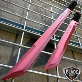 27" & 18" NINJA RED SWORDS SET Samurai Machete COMBAT FANTASY KNIFE