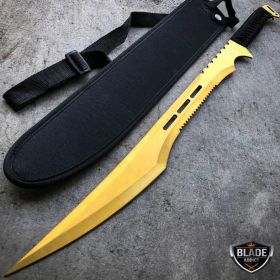 27" Gold Full Tang Blade Machete Tactical Katana Ninja Sword w/ Sheath