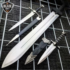 3PC FANTASY GLADIATOR ROMAN SWORD MACHETE KNIVES SET