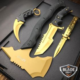 4PC GOLD ELITE TACTICAL KNIFE SET