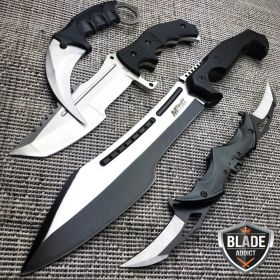 4PC SILVER TACTICAL FIXED BLADE POCKET KNIFE SET