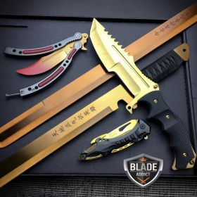 5PC Gold Tactical Knife Battle Set