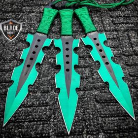 3PC Green Kunai Throwing Knives