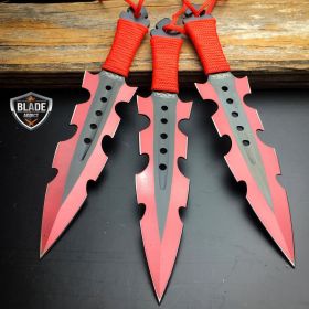 3PC Red Ninja Kunai Throwing Knives