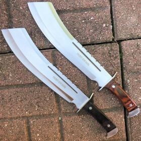 19" Full Tang HUNTING MACHETE KNIFE w/ SHEATH Fixed Blade Wood Handle