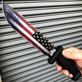 12.5 Military Tactical USA AMERICAN FLAG Fixed Blade Bowie Knife