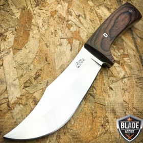 9.5'' Brown Wood Hunting Survival Skinning Fixed Blade Knife Full Tang Army