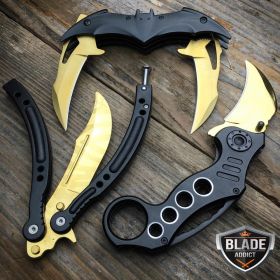 3PC BAT GOLD KNIFE SET