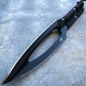 12" Military Tactical Full Tang Fixed Blade Black Tri-Edged Spear Head